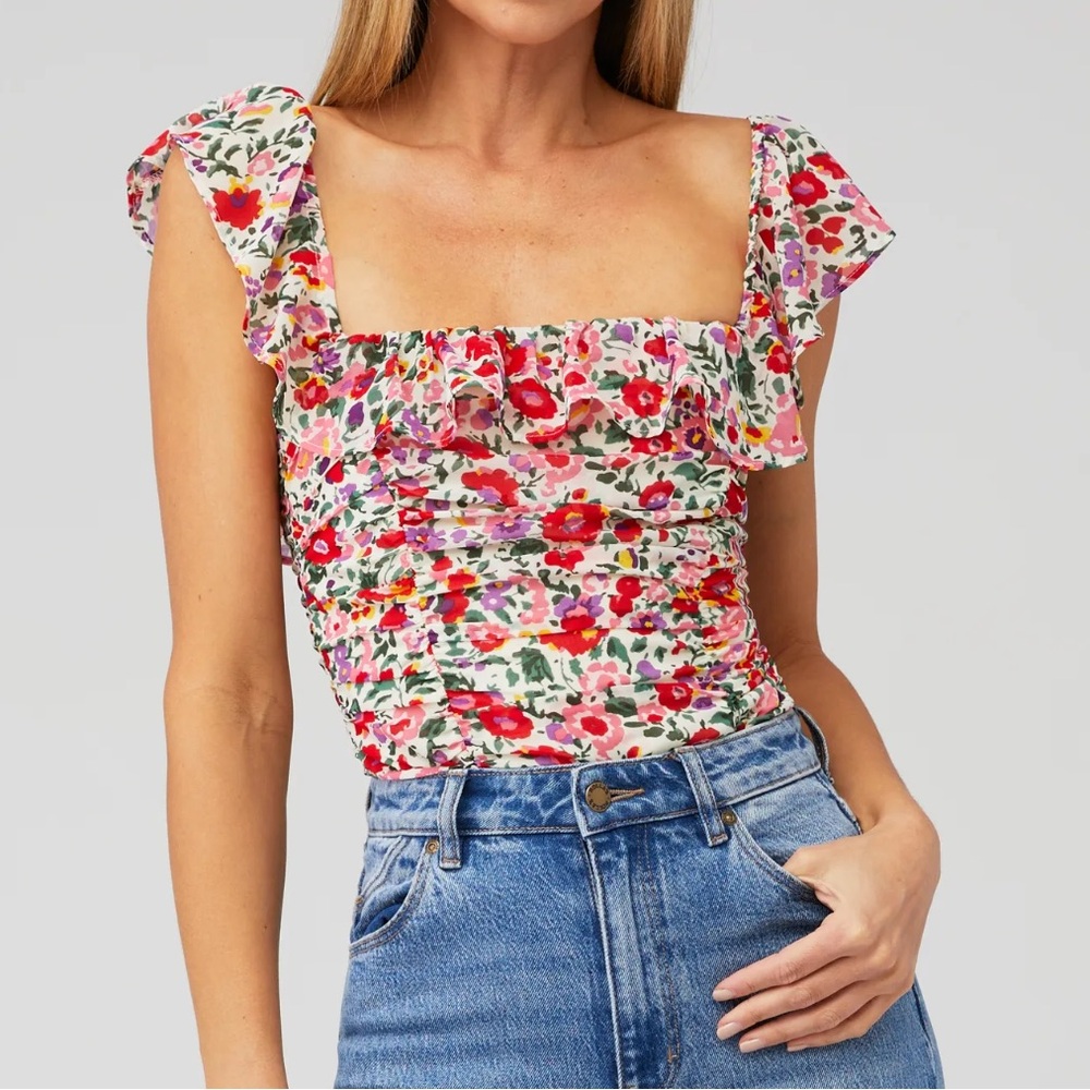 ASTR the Label Camellia Floral Ruffle Bodysuit!